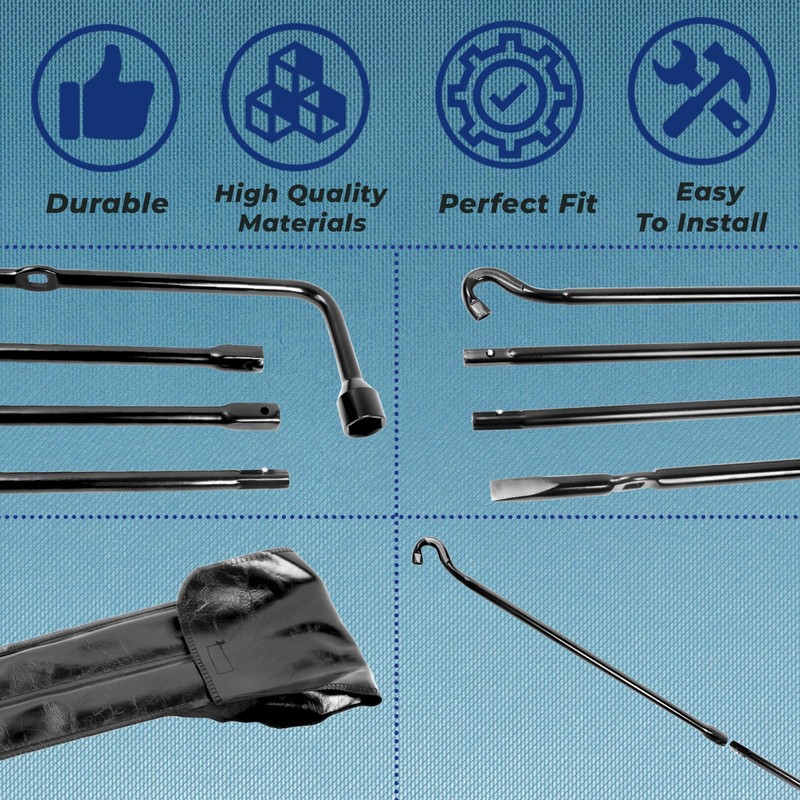 Reeauto Spare Tire Tool Kit with Tire Jack Handle and