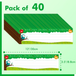 40 PCS Desk Name Tags, Erasable, Reusable & Waterproof Desk Nameplates with Alphabet, Number Line 1-30 Traditional Manuscript Name Plate for Classroom School Student (12” x 3.5”)