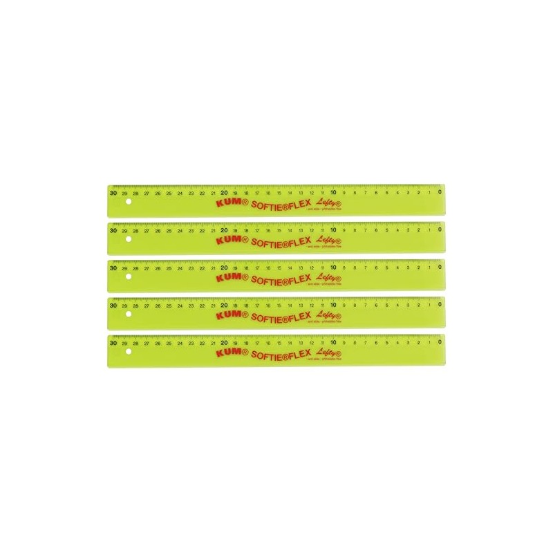 KUM AZ902.02.16-G Left Handed Ruler 30 cm Green Flexible Pack