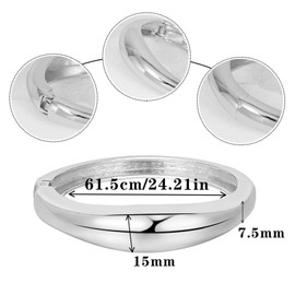 MILAKOO Chunky Wide Wrist Bracelet Silver Polished Stainless Steel Statement Minialist Thick Bangle Gifts