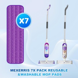 7 Count Reusable Mop Pads for Swiffer PowerMop -MEXERRIS Microfiber Wet Mops Refills PowerMop Pads Refills Machine Washable Hard Floor Mop Pads Replacement for 13''-15'' Spray Floor Mops