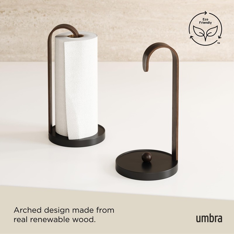 Umbra Bellwood Paper Towel Holder for Kitchen Countertop, with Real
