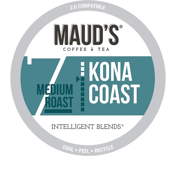 Maud's Kona Coffee Blend (Kona Coast), 100ct. Recyclable Single Serve Coffee Pods – Richly satisfying arabica beans California Roasted, k-cup compatible including 2.0