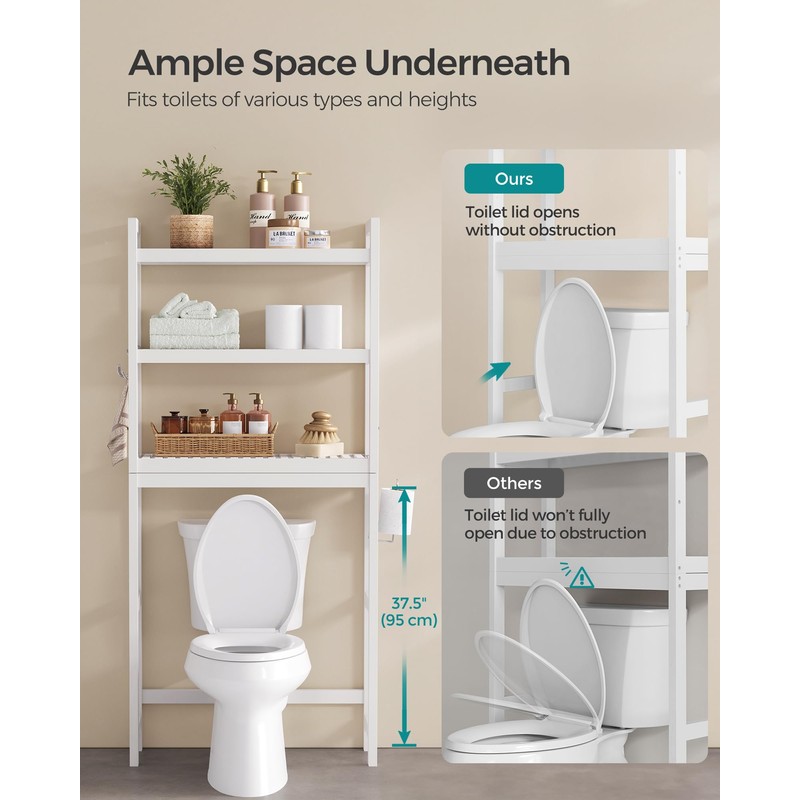 SONGMICS Over The Toilet Storage, 3-Tier Over Toilet Bathroom Organizer