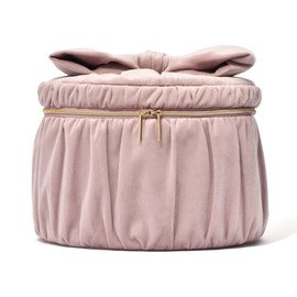 Francfranc Large Velour Ribbon Vanity Pouch, Pink