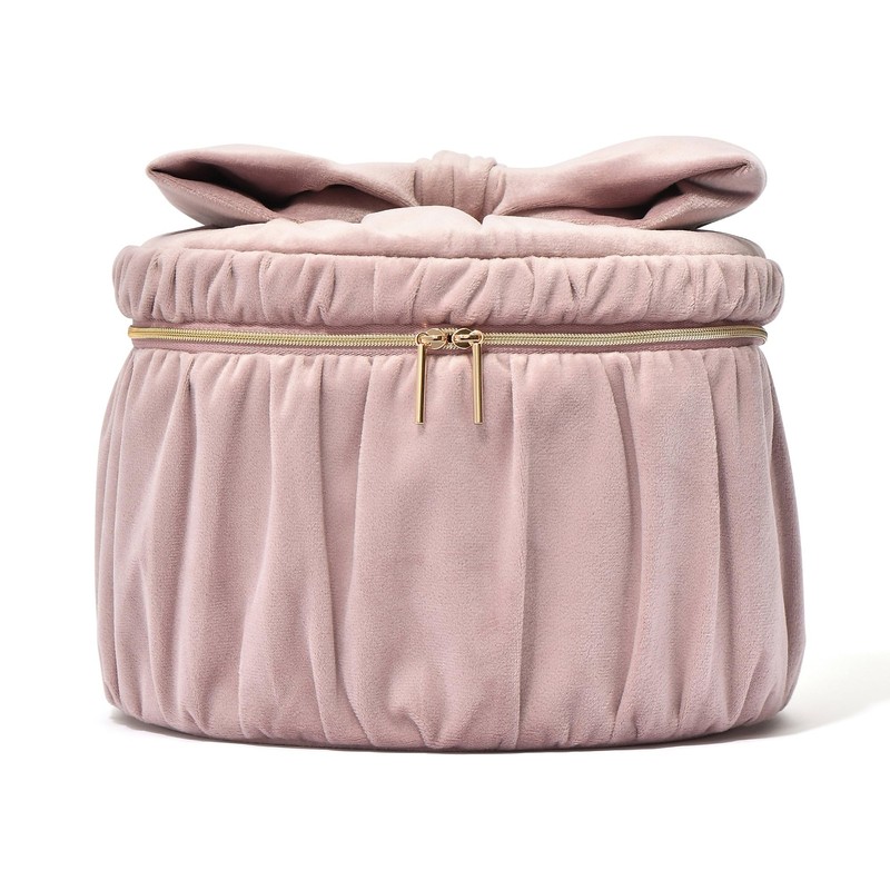 Francfranc Large Velour Ribbon Vanity Pouch, Pink