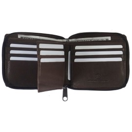 Bullz RFID Blocking Mens Leather Wallet Zip Around ID Card Window Bifold