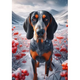 Blue Tick Coonhound - Best of Breed DCR Winter Berries Garden Flag