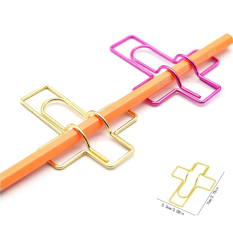 Golden Cross Shaped Pen Clips - 10 Pack, Pen Clip