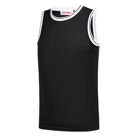 Repawu Youth Blank Basketball Jersey,Boy's Mesh Athletic Basketball Shirts,Blank Basketball Jerseys for Kids XS-XL (US, Alpha, Medium, Regular, Black)