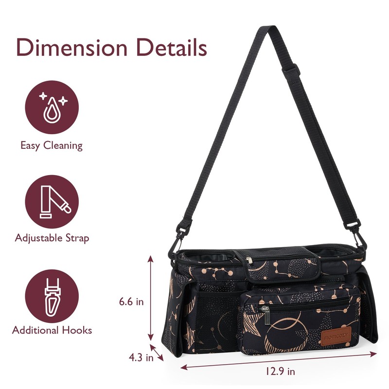 Momcozy Universal Stroller Organizer with Insulated Cup Holder Detachable Phone