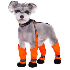 Dog Suspender Boots, Anti-Slip & Fall Waterproof Dog Shoes Leggings, Dog Paw Protector for Small Medium Dogs, Adjustable Dog Boots Pet Shoes for Outdoor Walking Orange,M