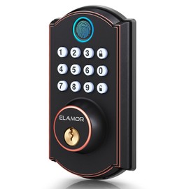 ELAMOR Fingerprint Door Lock, Keyless Entry Door Lock with Automatic Locking, 50 User Codes, Smart Deadbolt for Front Door, Security Waterproof, Easy Installation, Ideal for Home Apartment