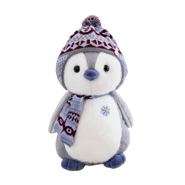 Herfair Penguin Cuddly Toy, Penguin Plush Doll with Hood, Penguin