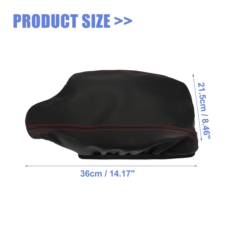 X AUTOHAUX Black PU Leather Car Center Console Lid Armrest