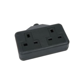 MSB47B 2 gang 13A rubber extension socket, Black