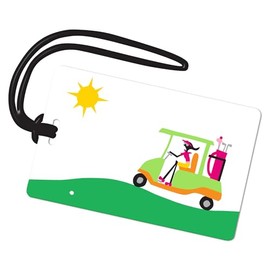 R. Nichols Golf Afternoon Luggage Tag - Sturdy Waterproof Plastic Travel Labels for Baggage, Suitcases, Backpacks, and Diaper Bags, 2.5 Inch x 4 Inch Tag with Black Loop Attachments