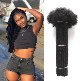 Alaleibaby 0.6cm Thickness 14 Inch 40Strands Real Human Hair Dreadlock Extensions for Man/Women Full Head Handmade Permanent loc Extensions Bundles Can Be Dyed Bleached Curled and Twisted