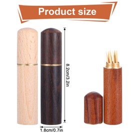 oruola 3pcs Pocket Toothpick Holder, Portable Wood Toothpick Holder for Purse, Toothpick Case for Storage Toothpicks Needle Bead Ear Pick Small Object Women Men
