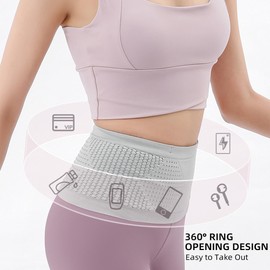 Vatrepeo Slim Running Belt Running Waist Pack Slim Fanny Pack Travel Money Belt for Running Hidden Pockets for Travel Gray X-Large