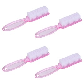 Yebeauty Nail Brush Fingernail Cleaner, 4 Pack Hand Scrub Cleaning Brush Plastic Hand Finger Toes Scrubbing Brush, Pedicure Nail Scrubber,Clear Pink