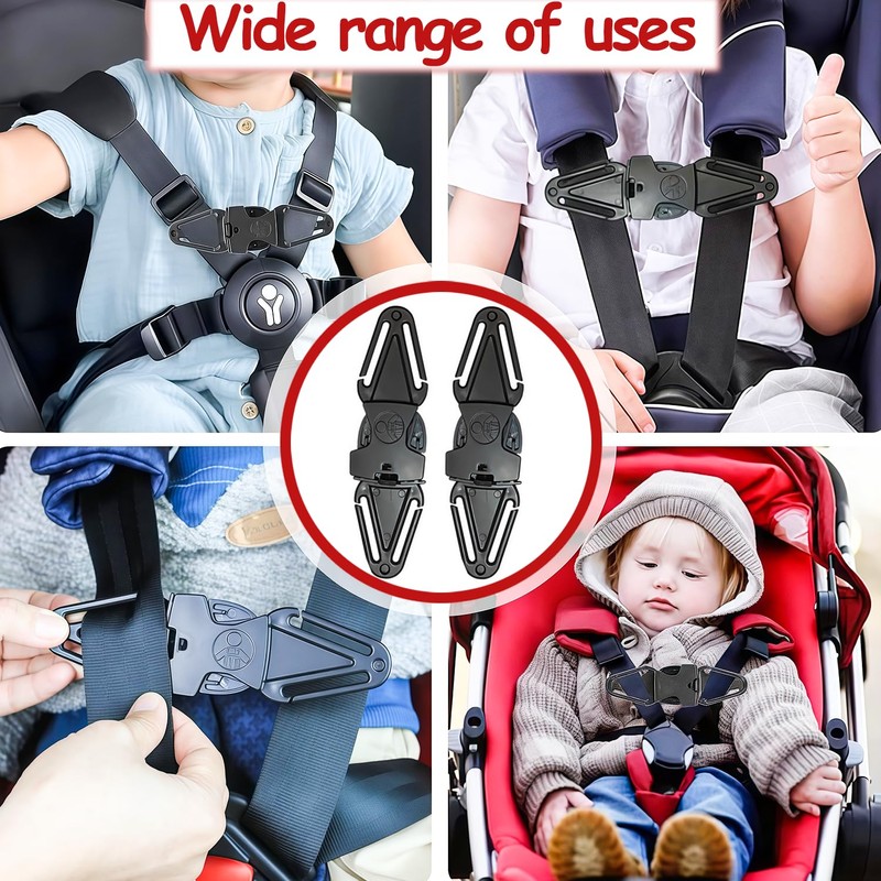 2-Pack Anti-Escape Car Seat Safety Clips - Universal Chest Strap