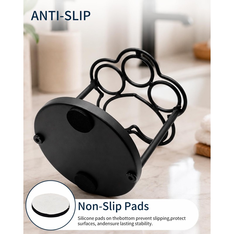 Yigney Toothbrush Holders for bathrooms, Metal Toothbrush Holder Black