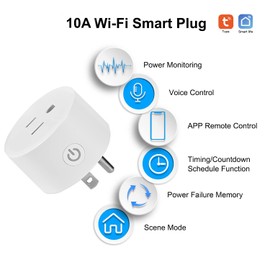 Sparkleiot Tuya WiFi Smart Plug Works with Alexa Google Assistant IFTTT for Voice Control Mini Smart Outlet Plug with Timer Function,No Hub Required,Only 2.4GHz Wi-Fi,FCC/Rohs Listed Socket(2 Pack)