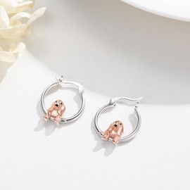 Basset Hound Earrings 925 Sterling Silver Cute Dog Earrings Hypoallergenic Hoop Earrings for Senstive Ears Pet Jewelry Gifts for Women