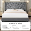 Yaheetech Queen Bed Frame Upholstered Platform Bed with Wing Side/Wooden
