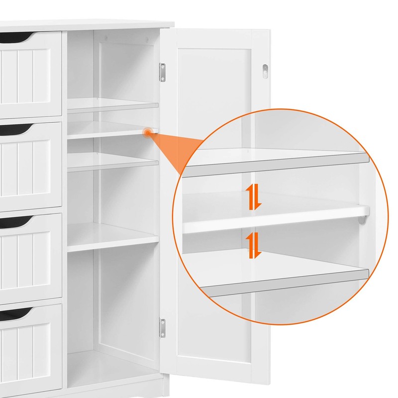 Yaheetech Wooden Floor Cabinet, Side Storage Organizer with 4 Drawers