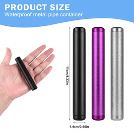 Pack of 3 Joint Cases, Joint Case 110 mm, Metal Aluminium Joint Case King Size, Odour-Proof, Waterproof Joint Tube, High-Quality Joint Accessories Storage (Purple, Silver, Black)