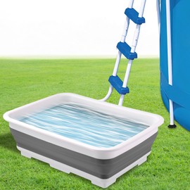 CIEOVO 11.8" x 7.87" x 4.5" Portable Pool Foot Bath, Non- Slip Collapsible Pool Foot Wash Basin Tub for Above Ground Swimming Pools Accessories