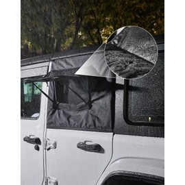 JOYTUTUS Rear Wrangler Side Window Sun Shade Rain Cover Camping Window Insect Mesh Screens Compatible with 2007-2024 Wrangler JK JL 4 Doors Gladiator JT, Car Window Covers for Privacy Blackout 2 Pcs