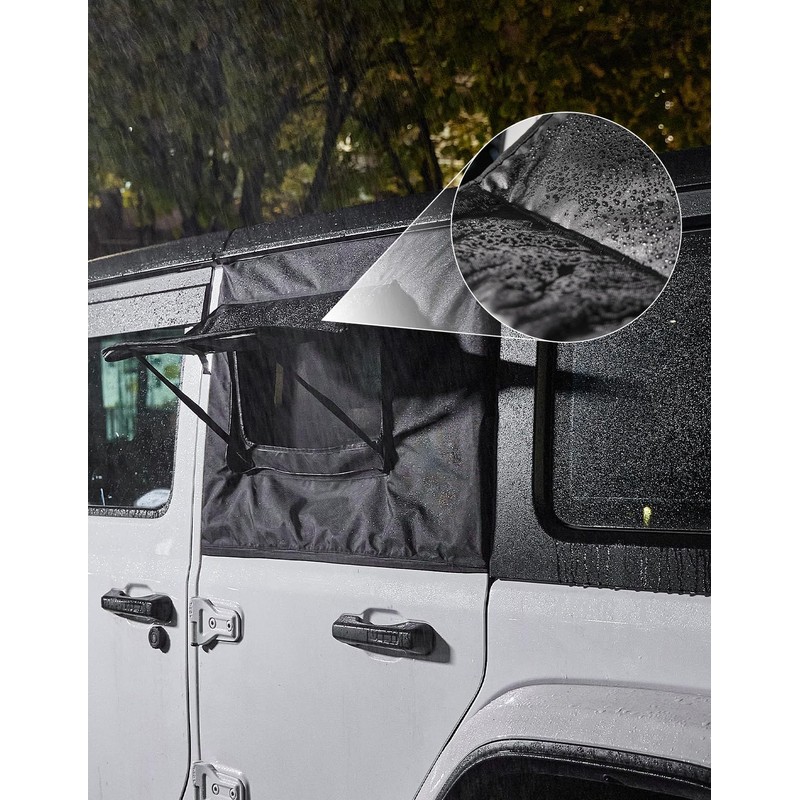 JOYTUTUS Rear Wrangler Side Window Sun Shade Rain Cover Camping