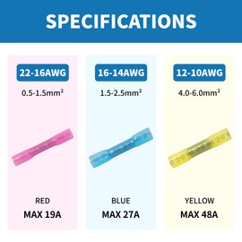 Dyfilmo Heat Shrink Butt Connectors,200Pcs 22-16 AWG Red Waterproof Electrical Wire Connectors Automotive Marine Grade Wire Crimp Terminals Butt Splices for Cable,Boat,Home Electrical etc.