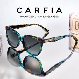 CARFIA Cateye Polarised Sunglasses for Womens UV400 Protection Retro Fashion Eyewear with Hand-crafted Acetate Frame for Outdoor Lifestyle