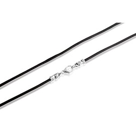 Belcho USA Genuine Black Leather 2mm Cord with Sterling Silver Lobster Clasps Necklace or Wrap Bracelet (18 Inches)