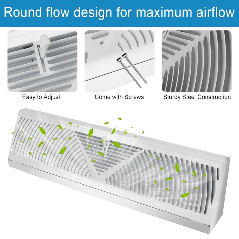 Swess 4 Pcs 15 Inch Baseboard Register Vent White, Baseboard