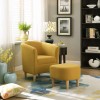 Modern Accent Arm Chair with Ottoman Set Upholstered Fabric Single