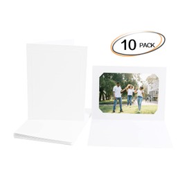 Golden State Art, Pack of 10, 4x6 or 5x7 Photo Folders, Cardboard Picture Frame, Paper Photo Frame Cards, Greetings/Invitation Cards, Special Events: Graduation, Christmas, Wedding(White)