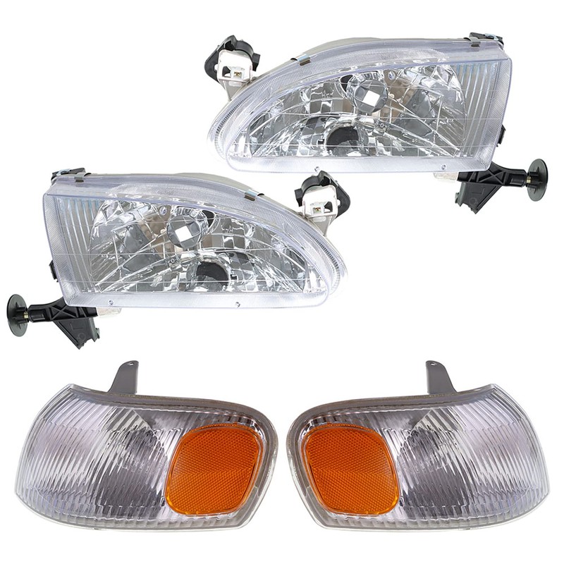 LABLT Replacement for 1998 1999 2000 Corolla Headlamps Chrome Housing