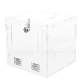 MILISTEN Losbox with Lock Plastic Transparent Promotion Box Donation Box Lot Box for Business Cards Suggestions Tickets Voting 20 x 15 x 20 cm