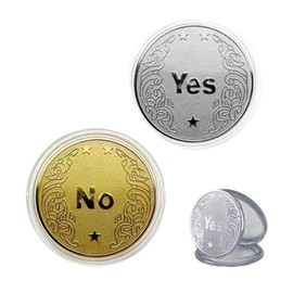 EsiFare Yes/no Commemorative Coins Lacquered Decision Making Yes or No Coin Set of 2 Divination Game Coins Challenge Coins Double Sided Decision Making Coins Gold Silver