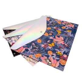 Pukka Pad Bloom A4 Stud Wallets – File Storage Folder – 12.6 x 9.25in – Pack of 3 Assorted Floral Designs