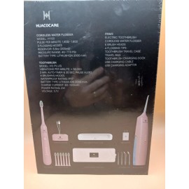 HUACO CARE 2-1 Oral Clean Kit- Water Dental flosser & Electric Toothbrush Combo (Pink)