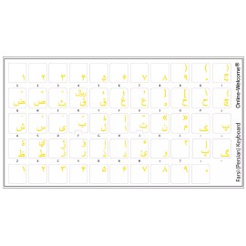 Online-Welcome FARSI-PERSIAN KEYBOARD STICKER TRANSPARENT YELLOW LETTERS NEW ONLINE-WELCOME