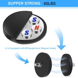 Liftsun 65lbs Rubber Coated Super Strong Rare Earth Magnets,Anti-Scratch Strong Mounting Magnets,Magnet Base with Threaded Stud, Strong Magnet Mounting Base, Suitable for Light Bars Mirror Camera Tool