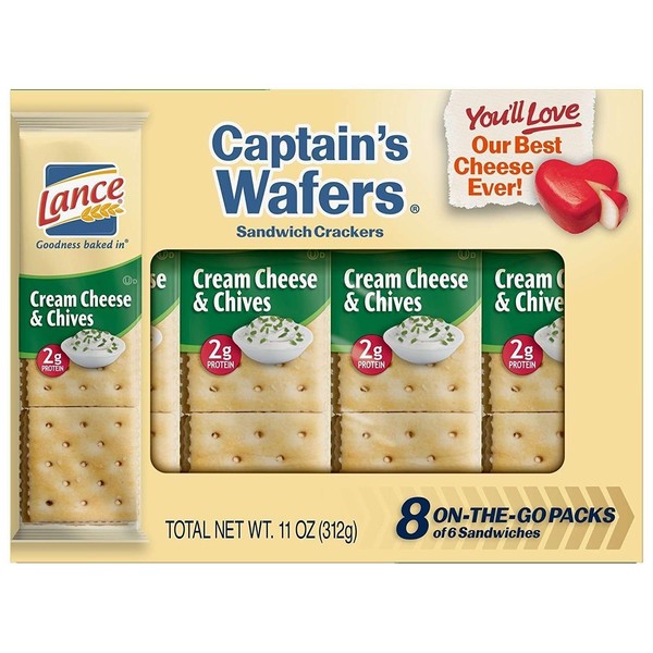 Lance Sandwich Crackers, Cream Cheese and Chive Captain's Wafers, 8 Count