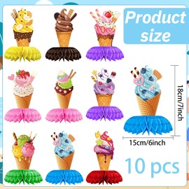 Summer Party Decoration Table Decoration, 3D Summer Honeycomb Table Toppers, Hawaii Table Decoration, Honeycomb Centrepiece for Summer Party for Beach Party Summer Holiday Birthday (Pack of 10)